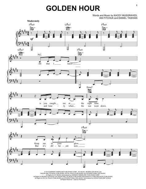 Golden Hour (Piano, Vocal & Guitar (Right-Hand Melody)) - Sheet Music