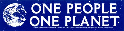 One People One Planet - Bumper Sticker / Decal or Magnet - Peace Resource Project