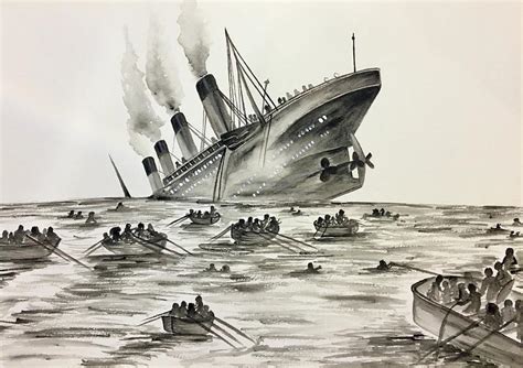 Titanic Ship Sinking Drawing