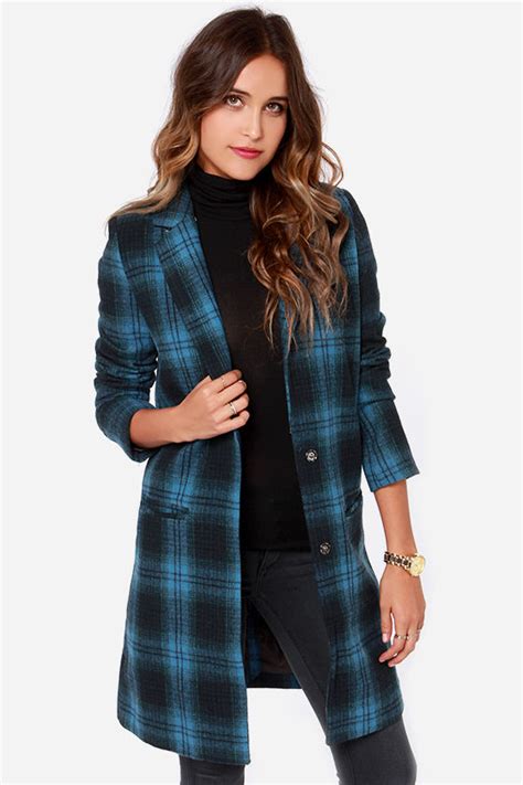 Plaid Coat - Blue Coat - Flannel Coat - Overcoat - Oversized Coat - $123.00 - Lulus