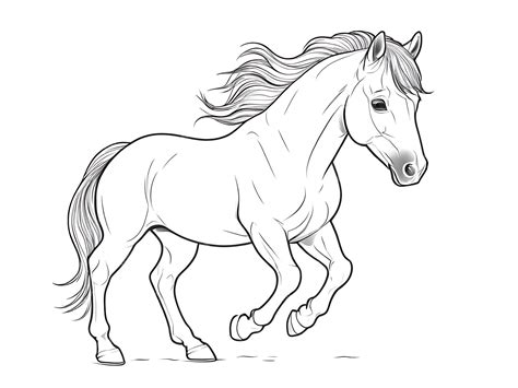 Premium Photo | Horse coloring page outline on white background