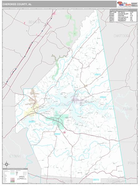 Cherokee County, AL Wall Map Premium Style by MarketMAPS - MapSales