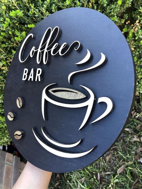 Coffee Bar 3D round sign Coffee rustic wood sign Kitchen | Etsy in 2020 ...