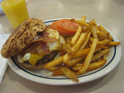 IHOP's signature Bacon and Egg Cheeseburger | Yes, this is a… | Flickr