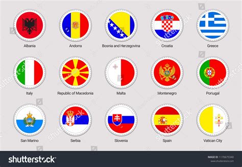 European Countries Flags Set South Europe Stock Vector (Royalty Free) 1170675340 | Shutterstock