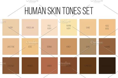 Human skin tone color palette set. | Colors for skin tone, Skin color ...