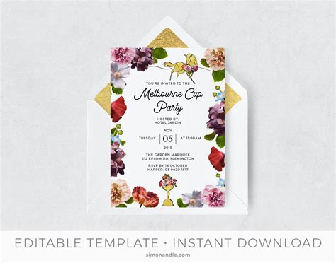 Melbourne Cup Party Invitation Template Melbourne Cup Invite - Etsy Australia | Party invite ...