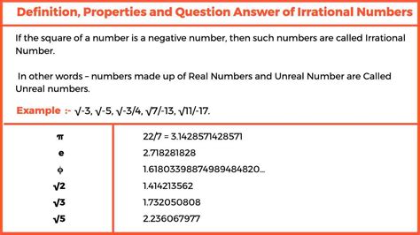 Irrational Numbers Definition, Properties and Question Answer - Easy ...