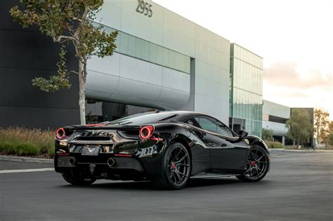 Ferrari 488 GTB Black with Vorsteiner V-FF 103 Aftermarket Wheels Wheel ...