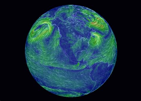 Cameron Beccario's interactive global wind-speed visualization, "Earth." | Wind map, World ...