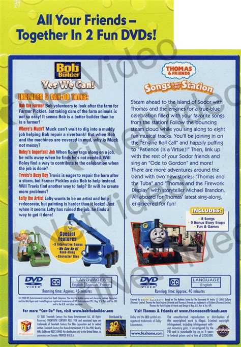 Bob The Builder - Yes We Can / Thomas & Friends Songs from the Station (Kids Double Play) on DVD ...