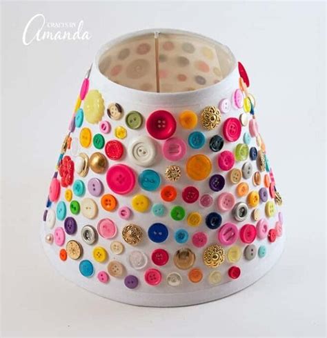 Button Lamp Shade: a great home decor adult craft bursting with color!