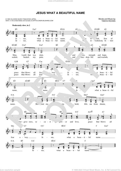 Jesus What A Beautiful Name sheet music (fake book) (PDF)