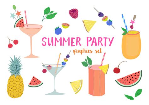 Summer Party clipart set By The Little Cloud | TheHungryJPEG