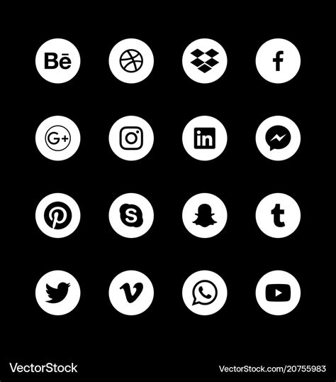 Round White Social Media Icons