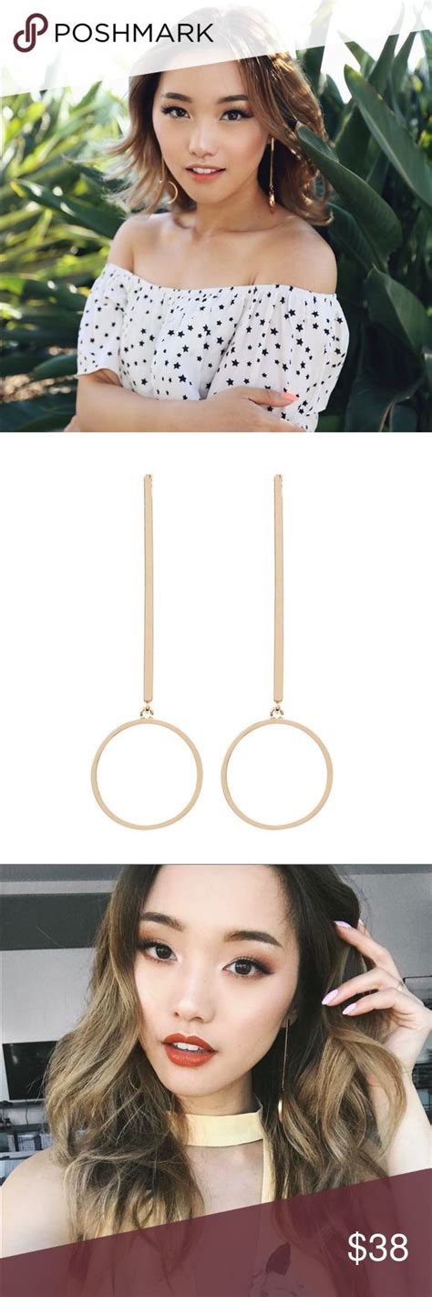 Gold Drop Circle Earrings