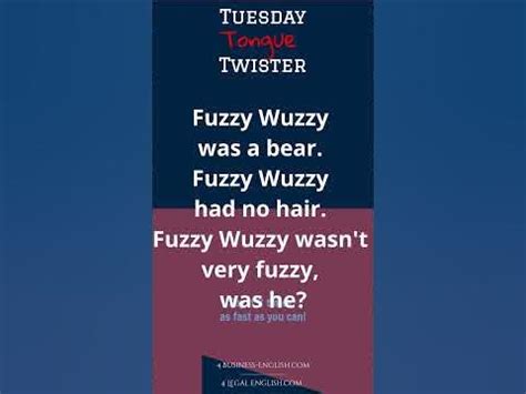 Tongue Twister - Fuzzy Wuzzy - YouTube