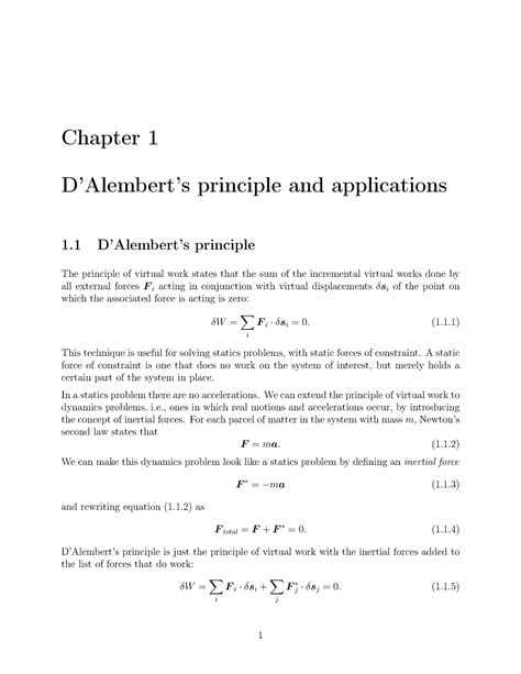 Dalembert - Notes - Chapter 1 D’Alembert’s principle and applications 1 ...