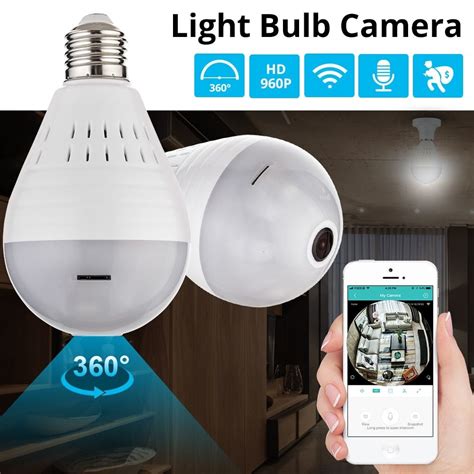 KERUI LED Light 960P Wireless Panoramic Home Security WiFi CCTV Fisheye Bulb Lamp IP Camera 360 ...