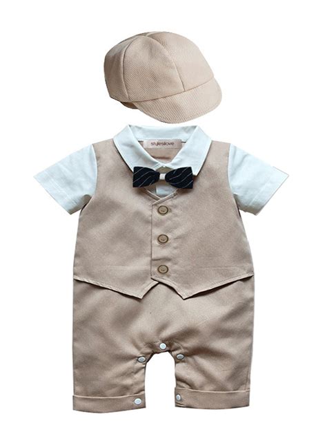 StylesILove Baby Boy Formal Wear Romper and Hat 2-piece (6-12 Months ...