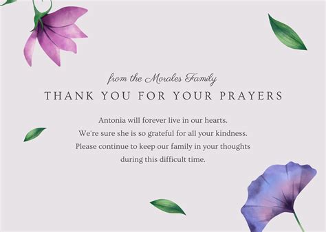 Thank You Card For Funeral Template