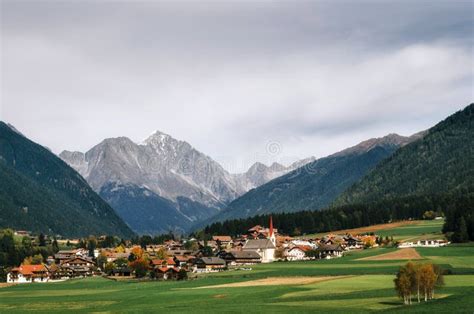 Italian Alps Mountain and Village Scene Stock Image - Image of village, italia: 18014003