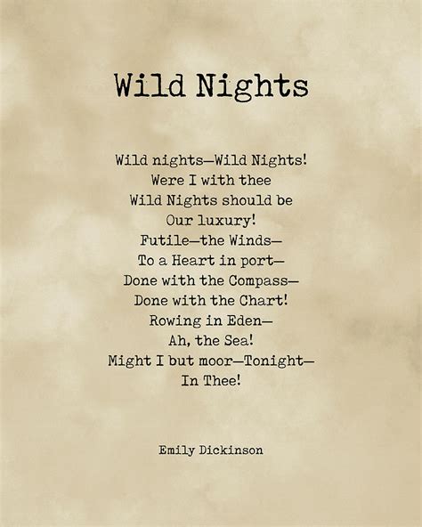 Wild Nights - Emily Dickinson Poem - Literature - Typewriter Print on Old Paper Digital Art by ...