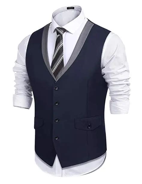 Custom Made Navy Blue Men Suit Vests Slim Fit Formal Waistcoat For Man ...