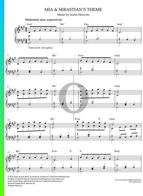 Mia And Sebastian's Theme Piano Sheet - Communauté MCMS