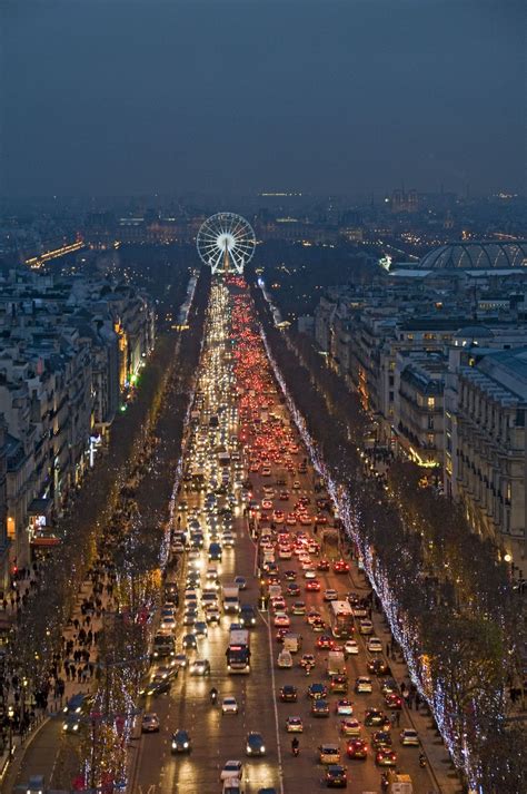 Nighttime view of the Champs Elysees from above at Christmas | Smithsonian Photo Contest ...