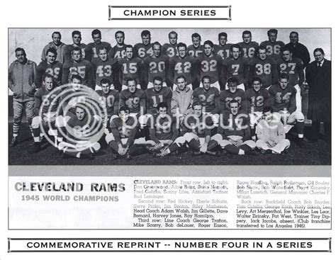 1945 Cleveland Rams NFL Champion Photo WATERFIELD | eBay