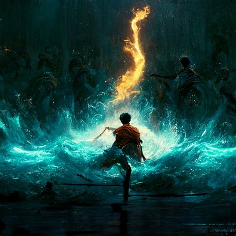 prompthunt: Percy Jackson, son of Poseidon, fighting the gods of Olympus and winning, 8k, high ...