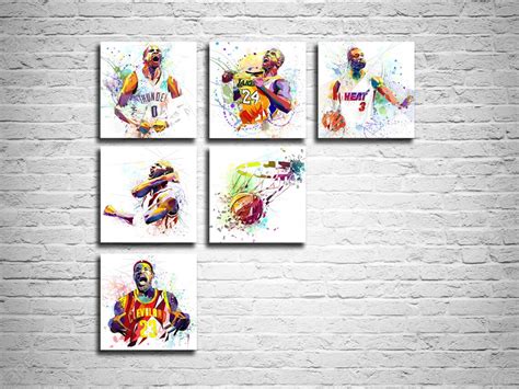 CANVAS PRINT Basketball Art Wall Display Set of 4 or 6 CHOOSE | Etsy