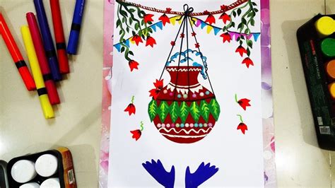 Janmashtami dahi handi craft | Janmashtami drawing easy | Matki decoration | Kids art projects ...