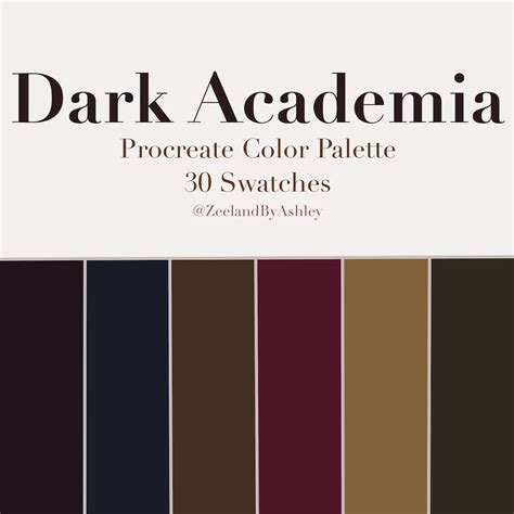 Dark Academia Inspired Procreate Color Palette 30 Swatches - Etsy