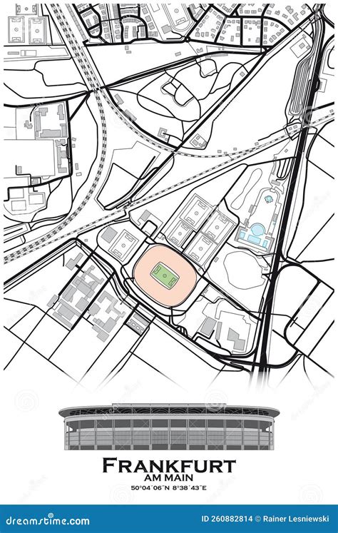 Frankfurt, Football Stadium, Outline Vector Map | CartoonDealer.com ...