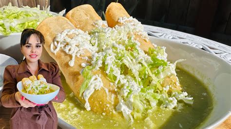 COMO HACER FLAUTAS DE POLLO AHOGADAS EN SALSA VERDE/ THE BEST FLAUTAS ...