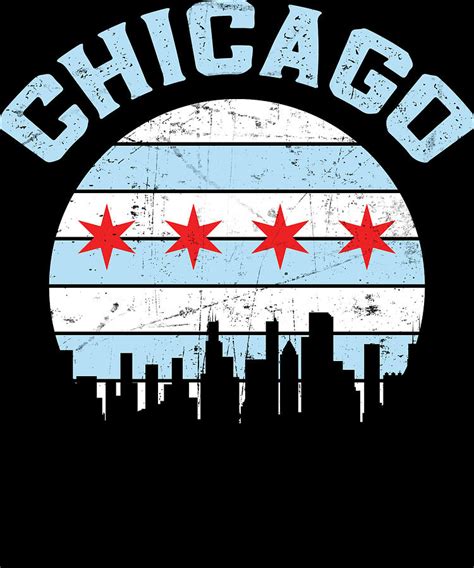 Chicago Skyline Flag Chicagoan Apparel Gift Digital Art by Michael S | Pixels