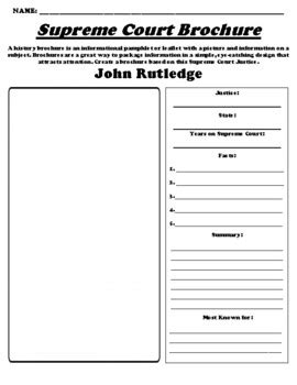 John Rutledge "Supreme Court Justice" Brochure Worksheet & WebQuest