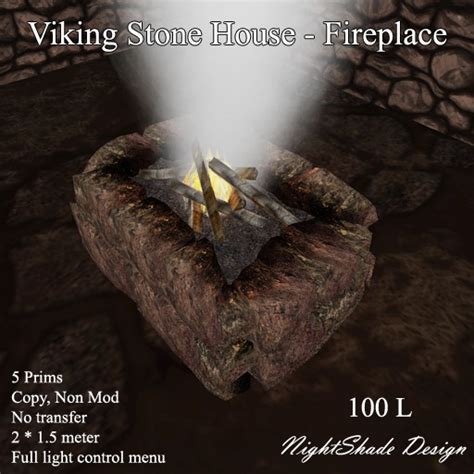 Second Life Marketplace - NS Viking Stone Long House -Fireplace