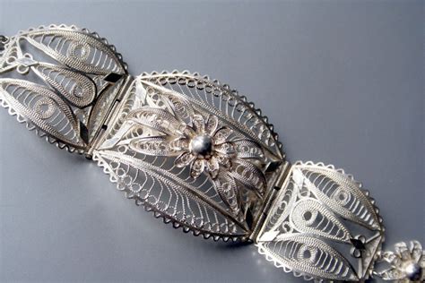 Vintage Solid Silver 800 Filigree Bracelet | Filigrana, Pulseras, Metal