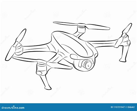 Illustration of a Drone Flying, Vector Draw Stock Vector - Illustration of electronics, action ...