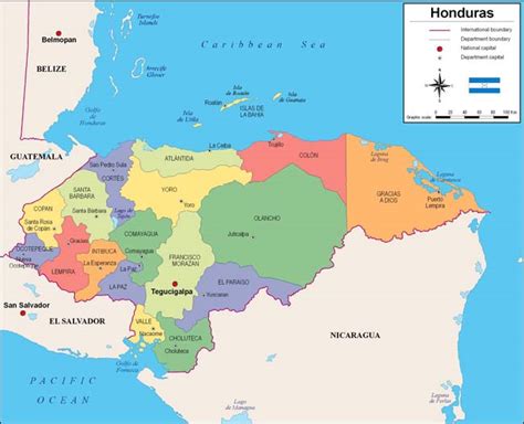 Mapa de Honduras con sus Cabeceras | Mapas de Honduras