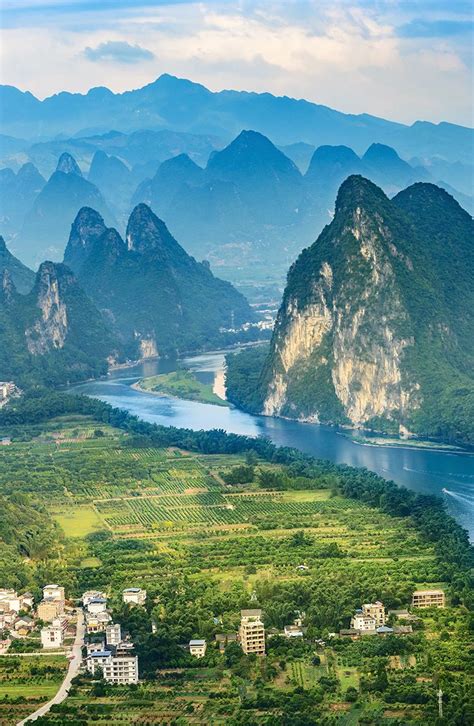 Landscape of guilin li river and karst mountains | Guilin, Aerial view ...