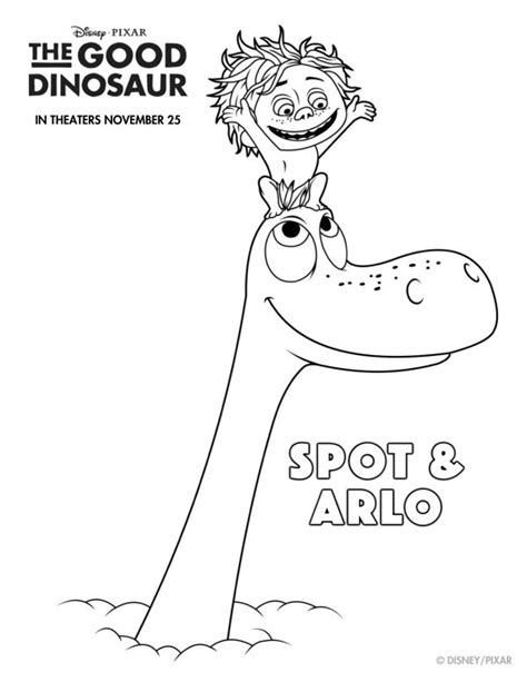 Disney The Good Dinosaur Free Printable Spot & Arlo Coloring Page | Mama Likes This