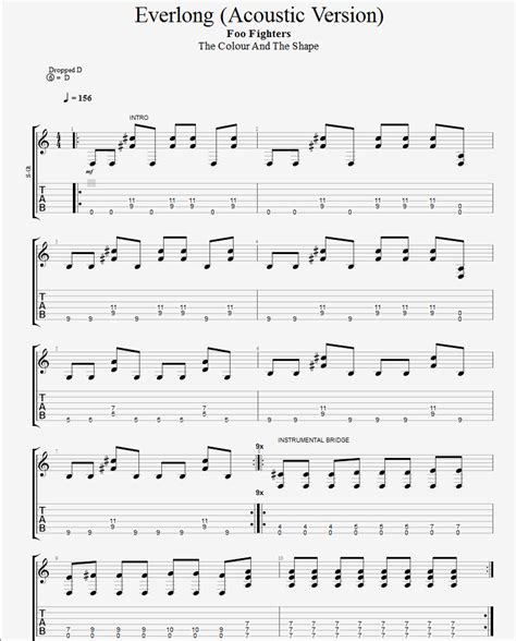 Everlong – Acoustic – Foo Fighters – TAB - LearnGuitarInLondon.com - Drue James