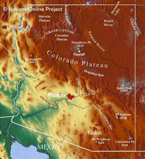 Map of the State of Arizona, USA - Nations Online Project