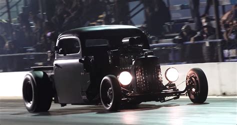 Blown Rat Rod Looks Mean at the Drag Strip, Takes on the Big Boys - autoevolution