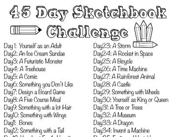 45 Sketchbook Prompts by Christina Kampson | TPT