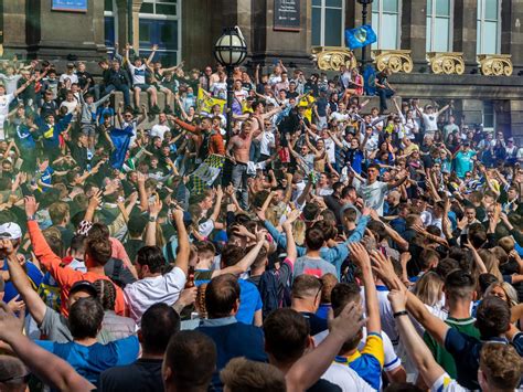 17 photos as Leeds United fans celebrate Premier League promotion in Millennium Square ...